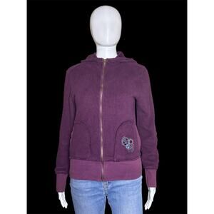 Y2k Ocean Pacific Purple Full Zip Hooded Sweatshirt Jacket Girls Size Medium 7-9